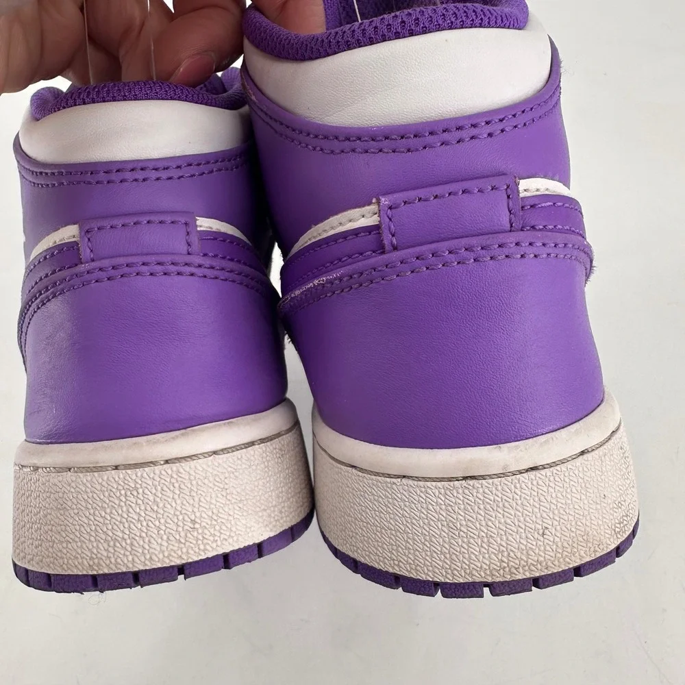 Kids Nike Air Jordan 1 Mid SE Venom Purple White High Top‎ Sneakers Sz 5.5Y